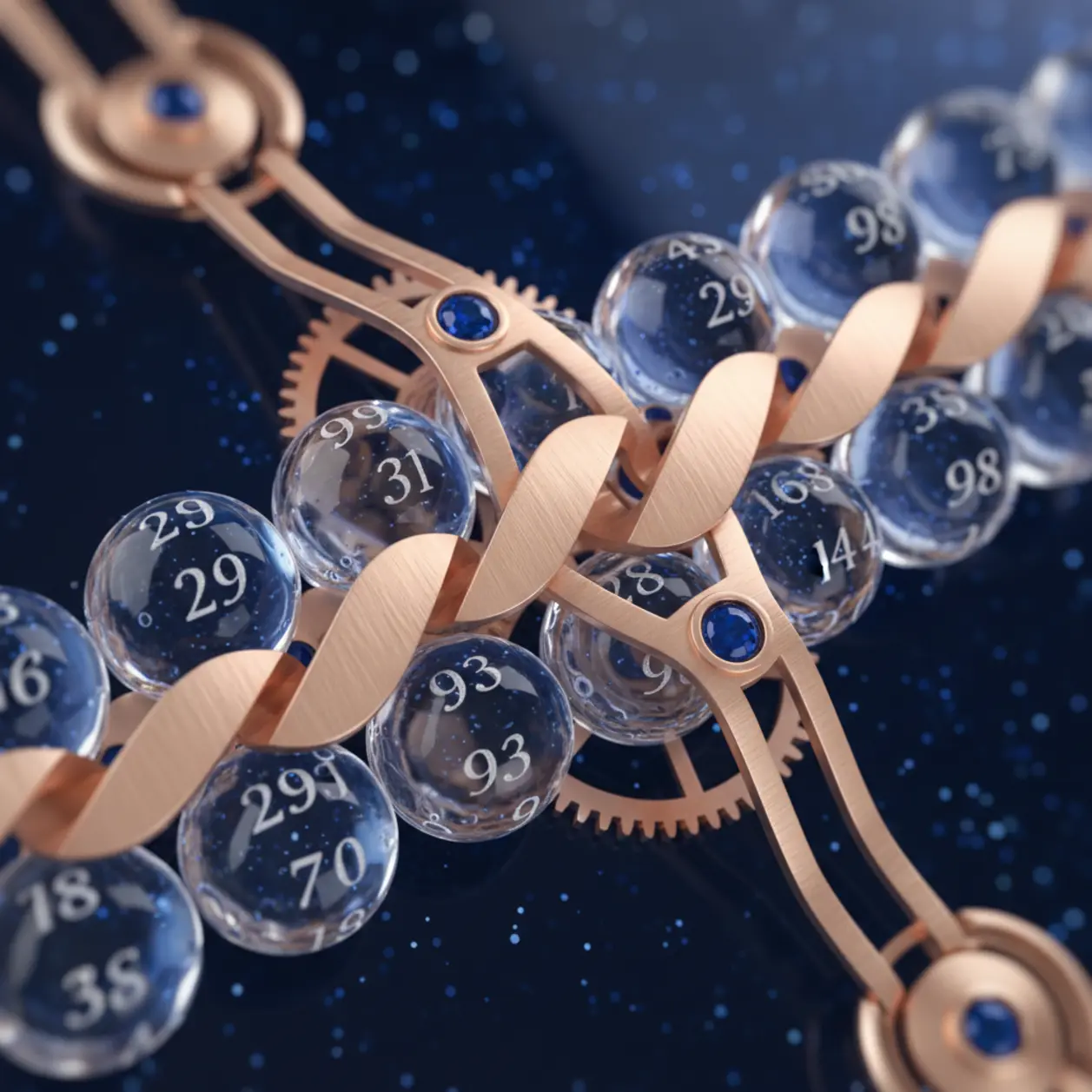 Macro view of mechanical gears representing a secure lottery draw mechanism